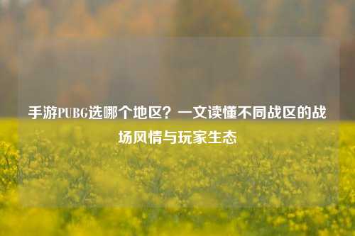 手游PUBG选哪个地区?一文读懂不同战区的战场风情与玩家生态