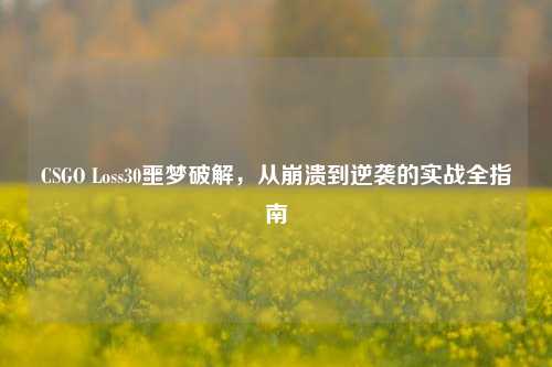 CSGO Loss30噩梦破解，从崩溃到逆袭的实战全指南