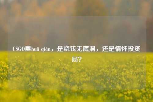 CSGO里huā qián,是烧钱无底洞,还是情怀投资局?