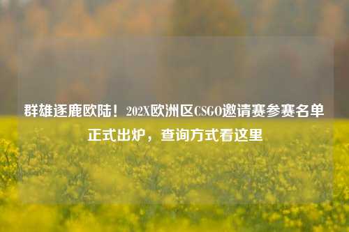 群雄逐鹿欧陆!202X欧洲区CSGO邀请赛参赛名单正式出炉,查询方式看这里
