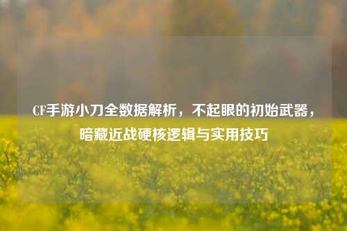 CF手游小刀全数据解析,不起眼的初始武器,暗藏近战硬核逻辑与实用技巧