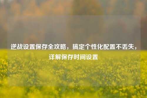 逆战设置保存全攻略,搞定个性化配置不丢失,详解保存时间设置