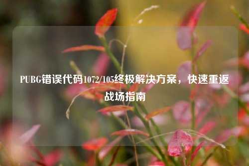 PUBG错误代码1072/105终极解决方案，快速重返战场指南