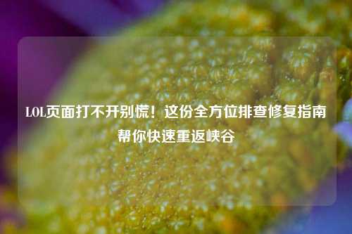 LOL页面打不开别慌!这份全方位排查修复指南帮你快速重返峡谷