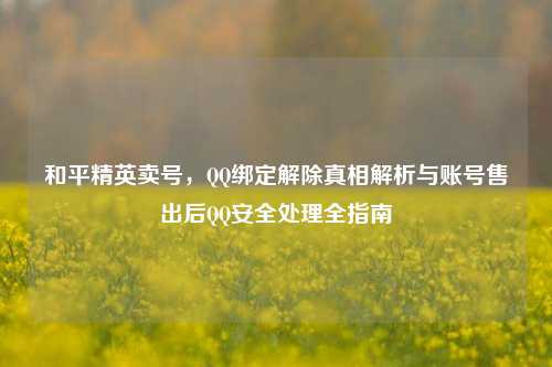 和平精英卖号,QQ绑定解除真相解析与账号售出后QQ安全处理全指南