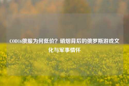 COD16俄服为何低价?硝烟背后的俄罗斯游戏文化与军事情怀