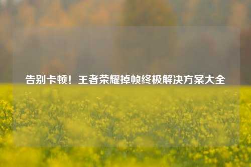 告别卡顿!王者荣耀掉帧终极解决方案大全