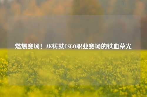 燃爆赛场!AK铸就CSGO职业赛场的铁血荣光