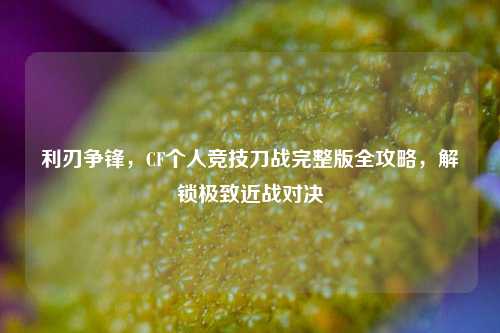 利刃争锋,CF个人竞技刀战完整版全攻略,解锁极致近战对决