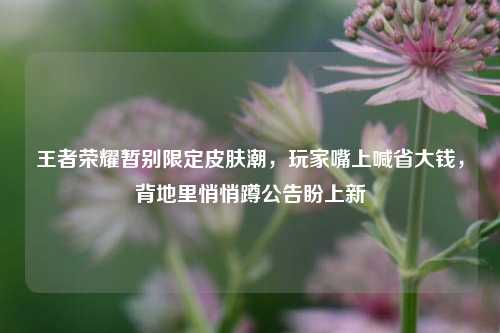 王者荣耀暂别限定皮肤潮,玩家嘴上喊省大钱,背地里悄悄蹲公告盼上新