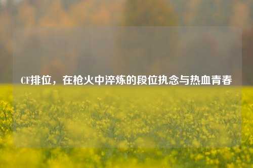 CF排位,在枪火中淬炼的段位执念与热血青春