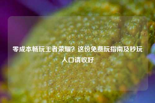 零成本畅玩王者荣耀?这份免费玩指南及秒玩入口请收好