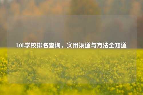 LOL学校排名查询，实用渠道与方法全知道