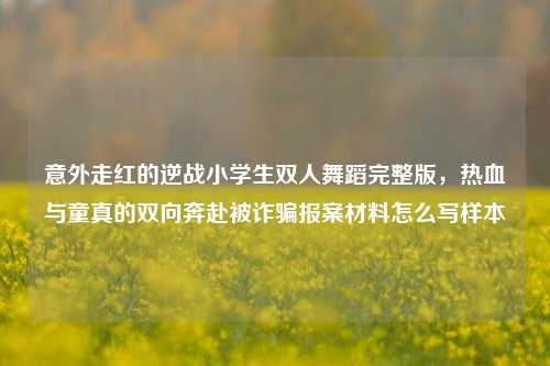 意外走红的逆战小学生双人舞蹈完整版，热血与童真的双向奔赴被诈骗报案材料怎么写样本