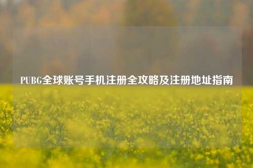PUBG全球账号手机注册全攻略及注册地址指南
