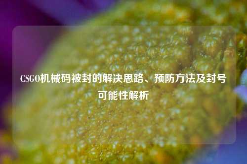 CSGO机械码被封的解决思路、预防方法及封号可能性解析