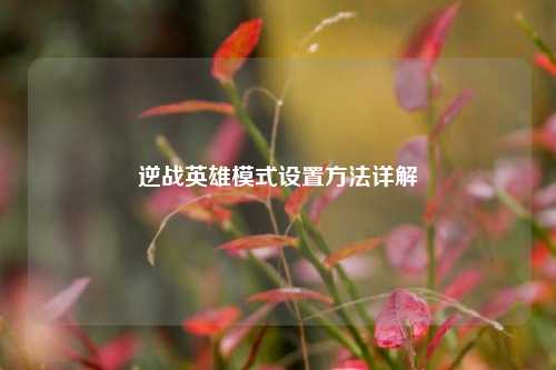 逆战英雄模式设置方法详解