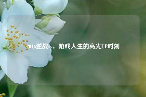 2016逆战ry，游戏人生的高光UP时刻