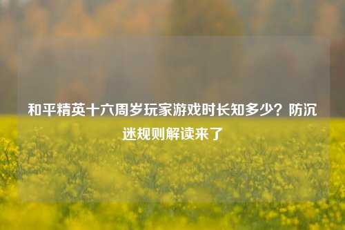 和平精英十六周岁玩家游戏时长知多少？防沉迷规则解读来了