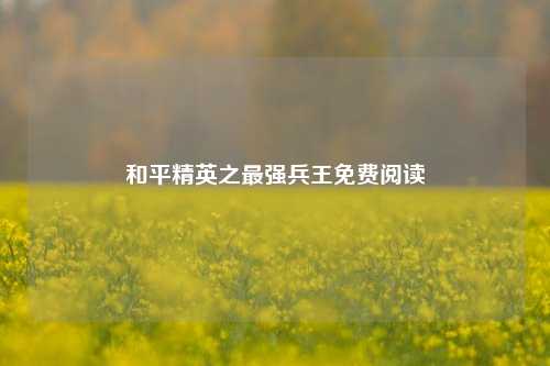 和平精英之最强兵王免费阅读